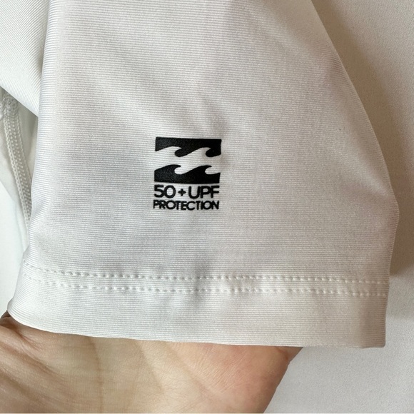 Billabong Boys Performance Fit Surf 50 UPF Rash Guard Shirt White Short Sleeve - Picture 2 of 7